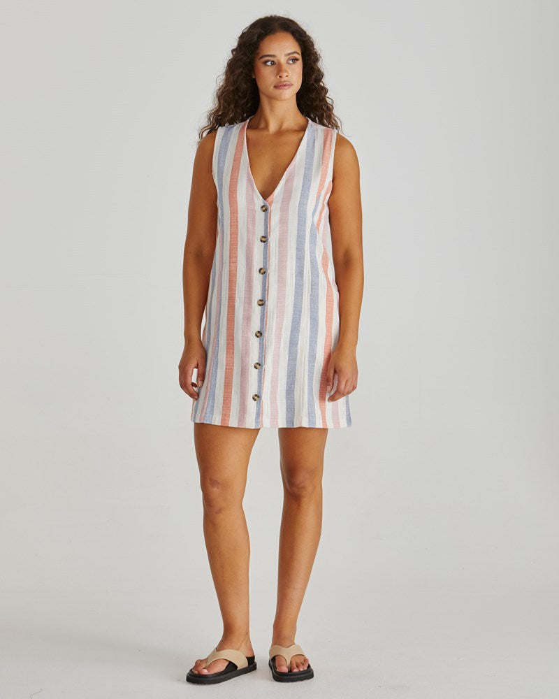 Image of Dresses. Product name - Travis Vest Dress Multi Stripe in Multi Stripe colour by brand - Sass Clothing