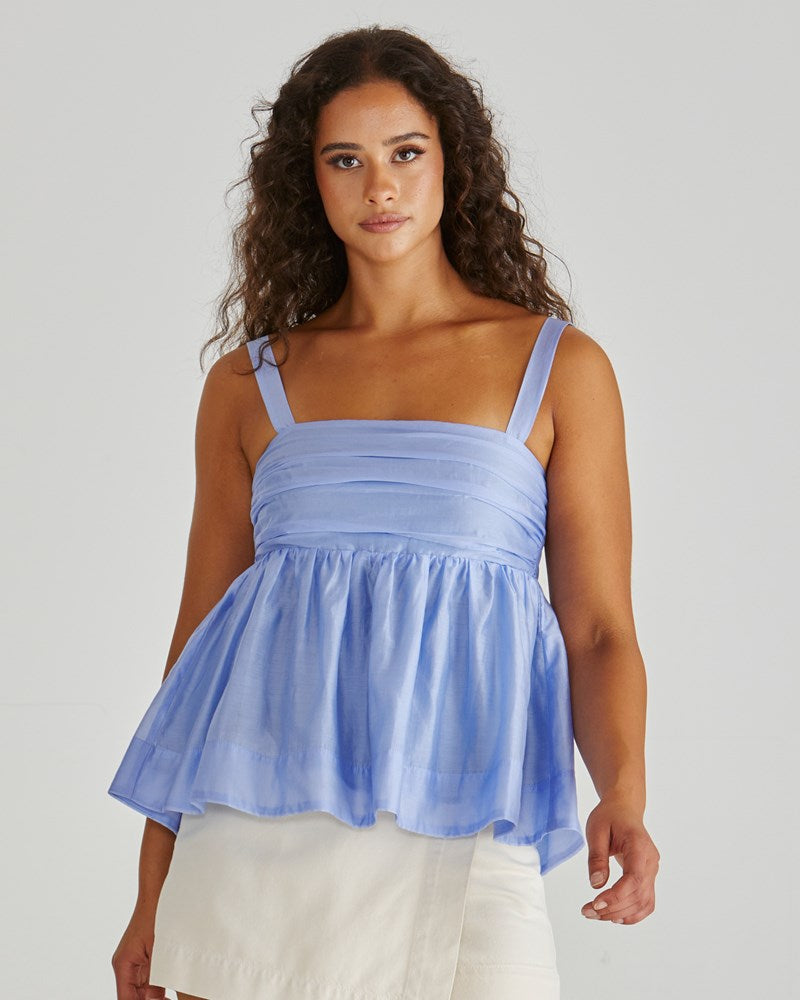 Image of T-Shirts. Product name - Della Top Blue in Blue colour by brand - Sass Clothing