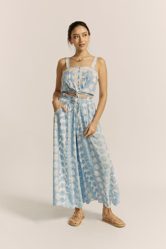 Heychic Oceane Abstract Wide Leg Pants (Blue)