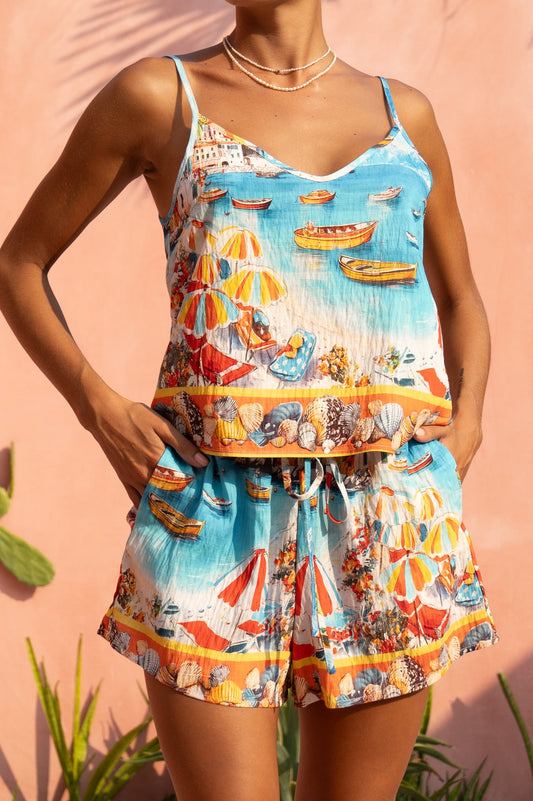 Heychic Seaside Abstract Cami Top (Blue)