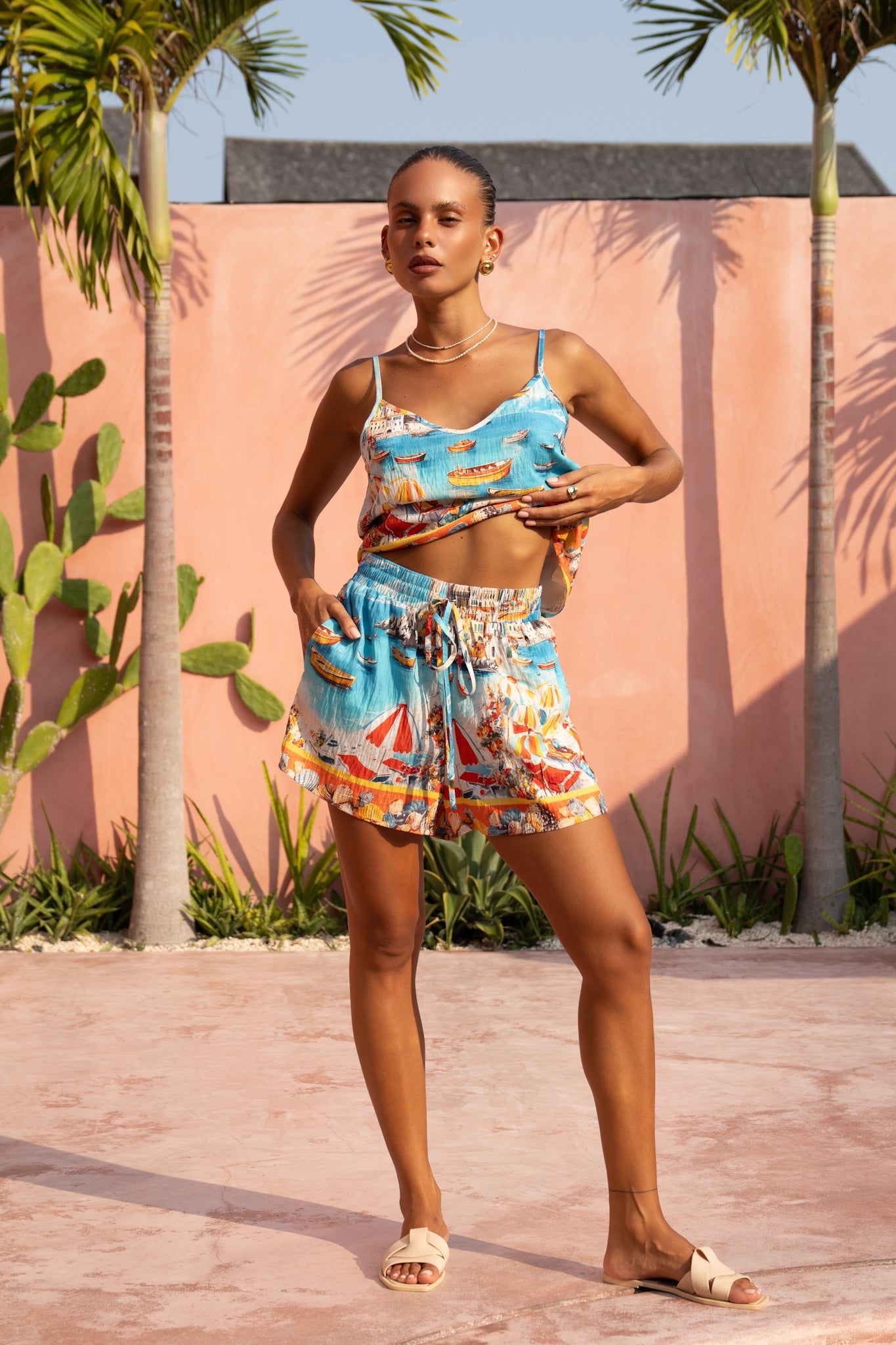 Heychic Seaside Abstract Shorts (Blue)