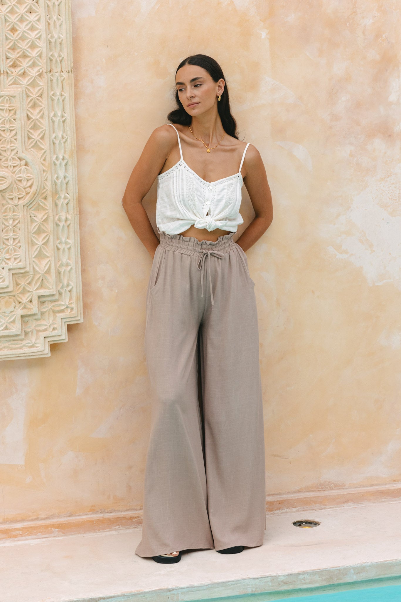 Heychic Sol Wide Leg Pants (Beige)