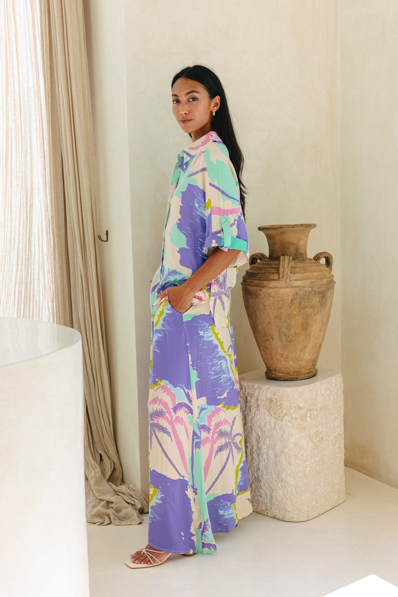 Heychic Paradisio Tropical Oversized Shirt (Purple)