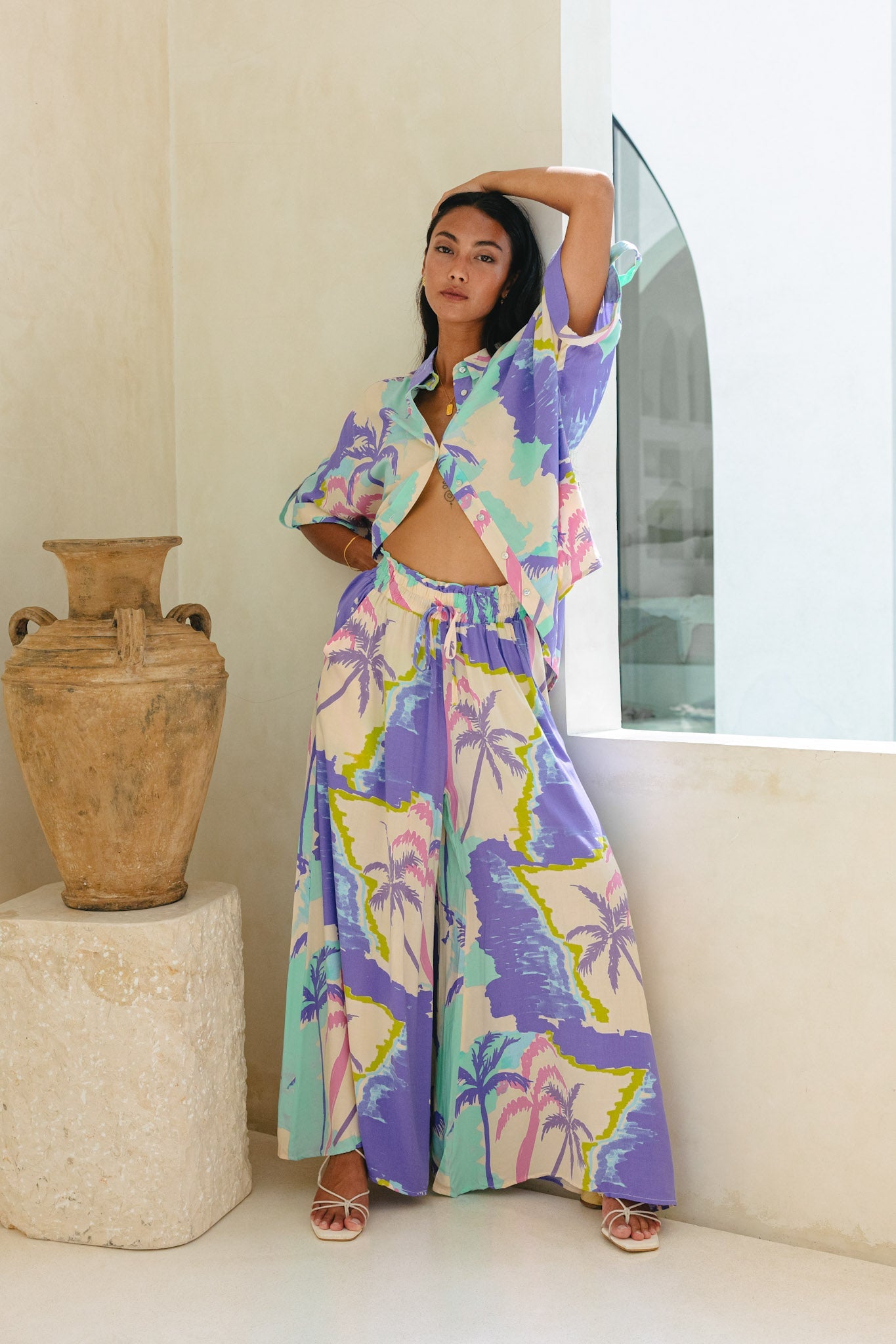 Heychic Paradisio Tropical Oversized Shirt (Purple)