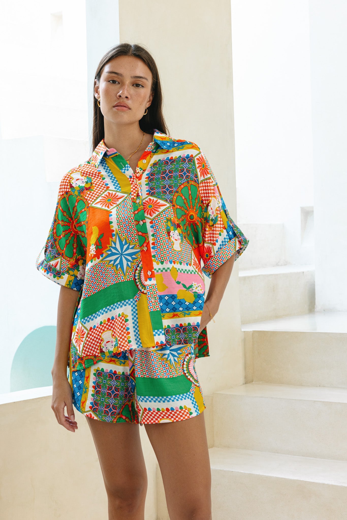Heychic Allegra Multicolour Patchwork Shirt (Multi)