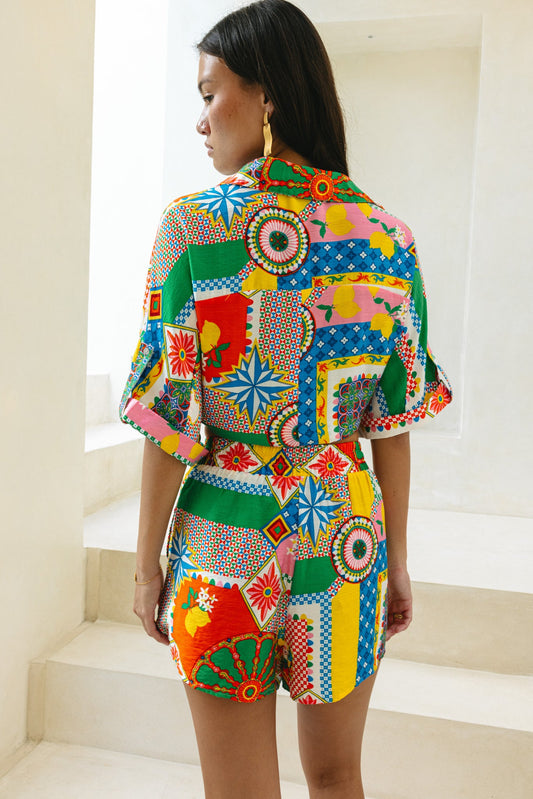 Heychic Allegra Multicolour Patchwork Shorts (Multi)