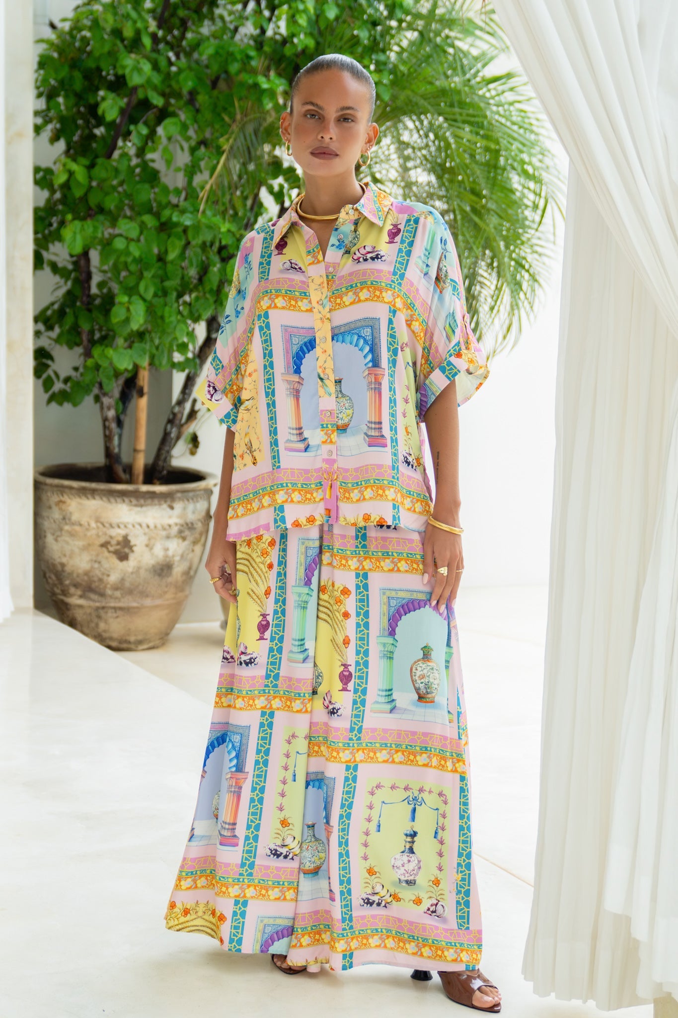 Heychic Ambrosia Multicolour Abstract Wide Leg Pants (Multi)