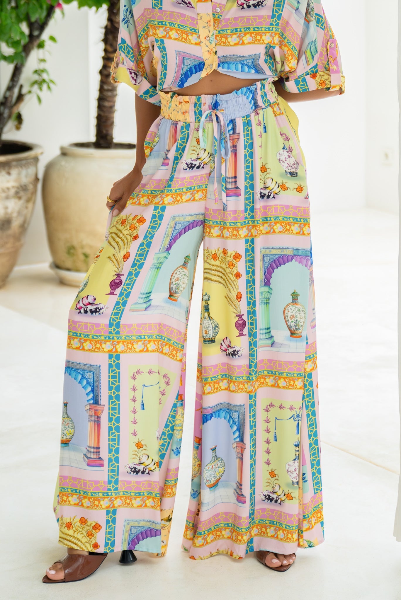 Heychic Ambrosia Multicolour Abstract Wide Leg Pants (Multi)