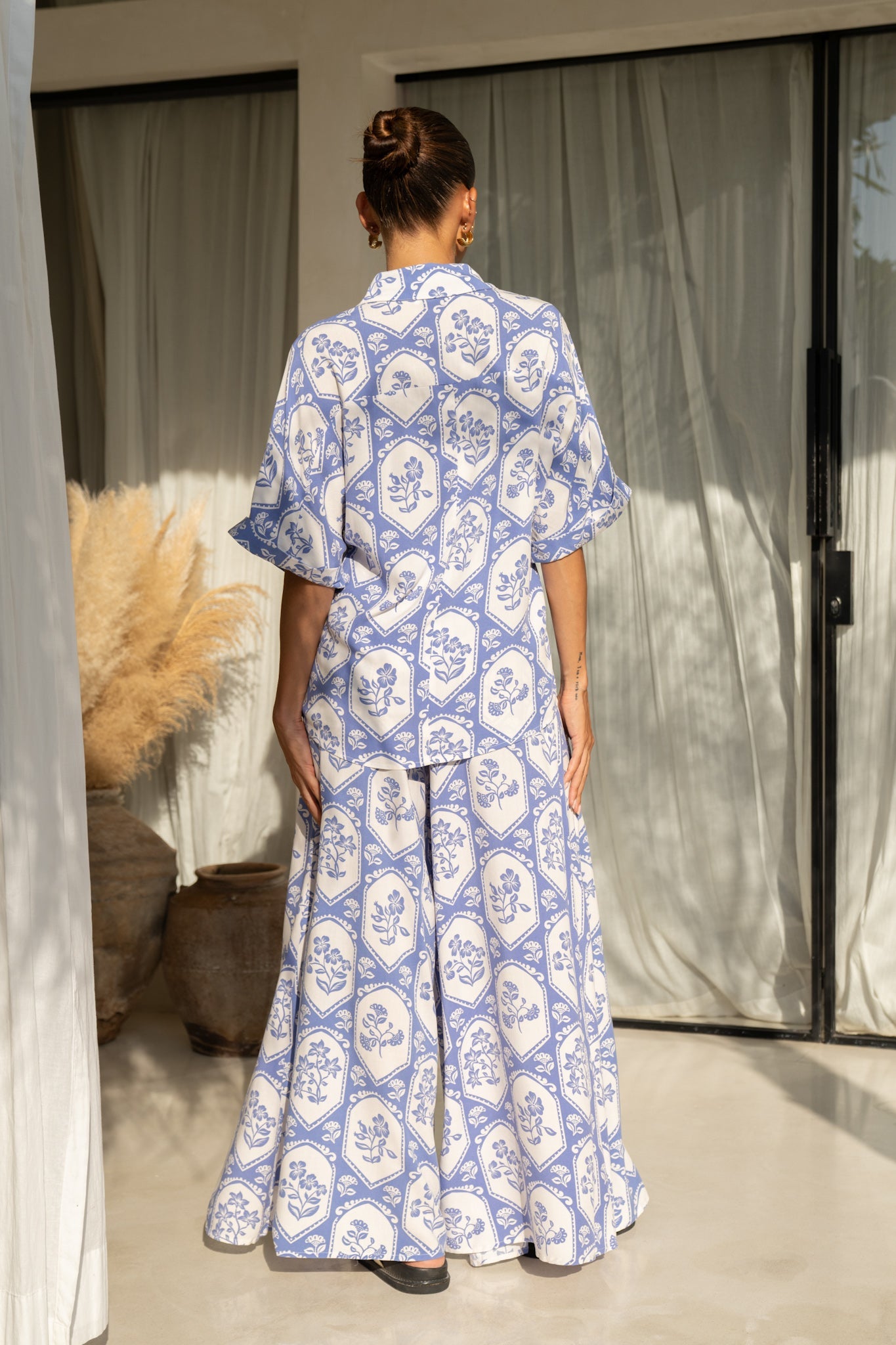 Heychic Delilah Floral Wide Leg Pants (Blue)