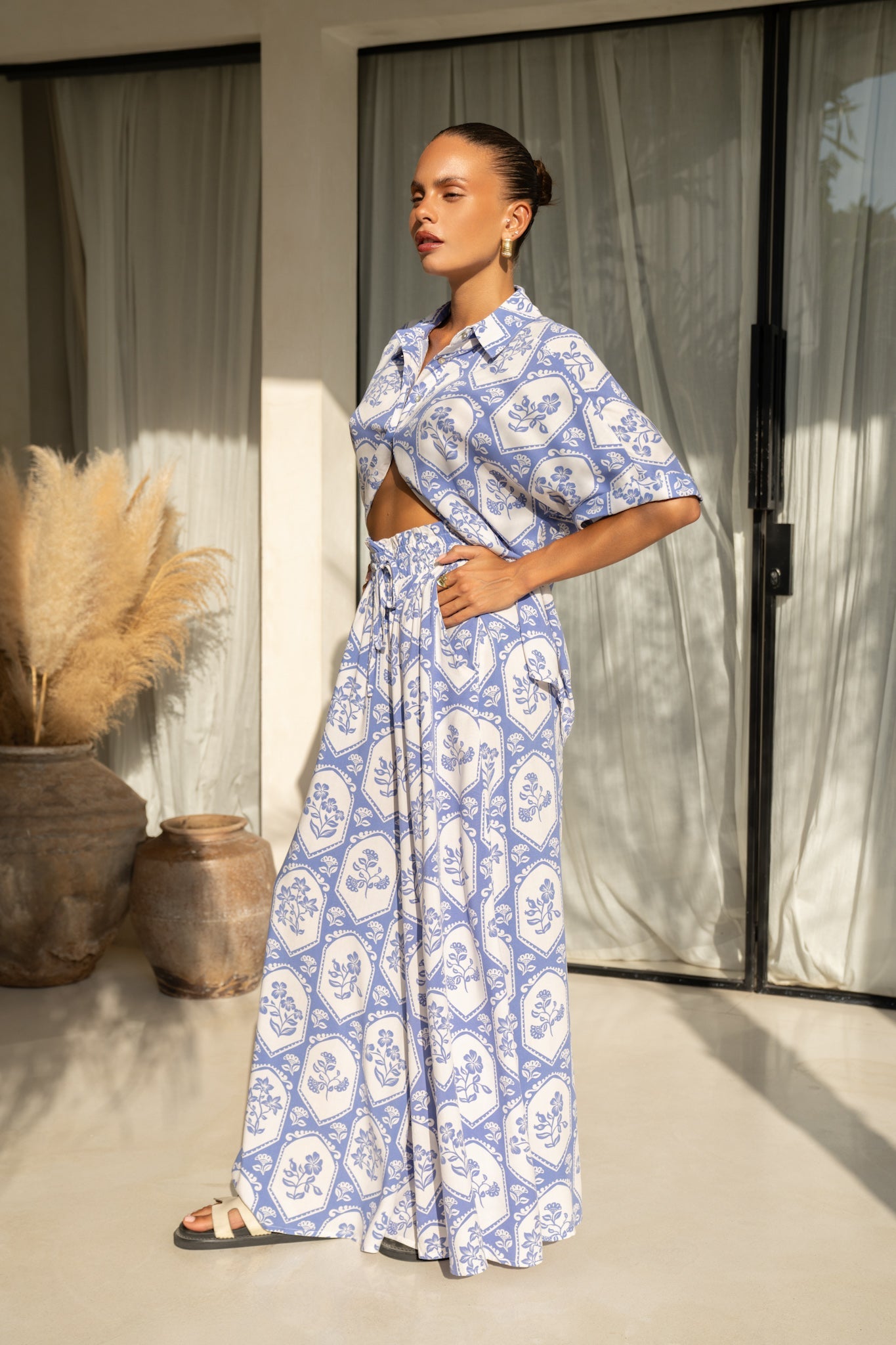 Heychic Delilah Floral Wide Leg Pants (Blue)