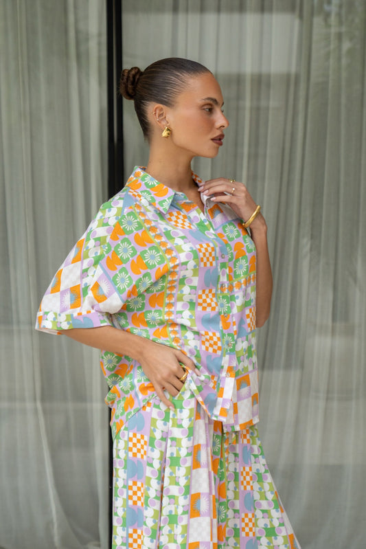 Heychic Annelie Multicolour Abstract Tile Shirt (Multi)