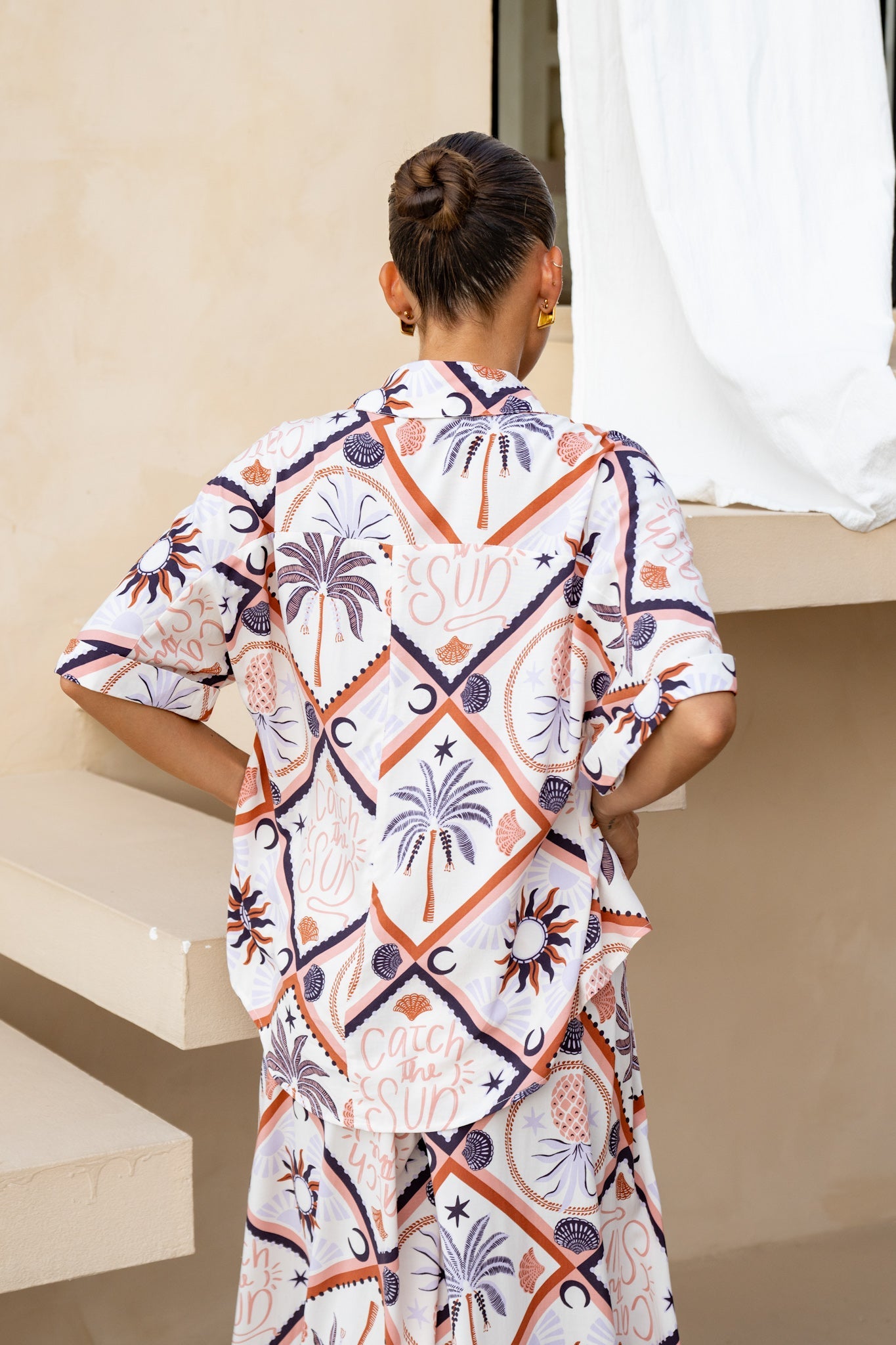 Heychic Kalani Abstract Tile Shirt (Brown)