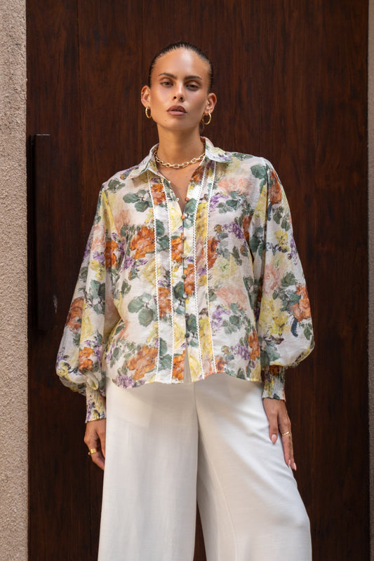 Heychic Therese Multicolour Balloon Sleeve Blouse (Floral)