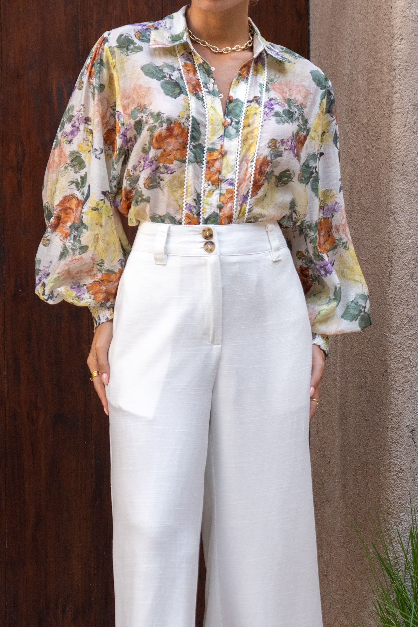 Heychic Therese Multicolour Balloon Sleeve Blouse (Floral)