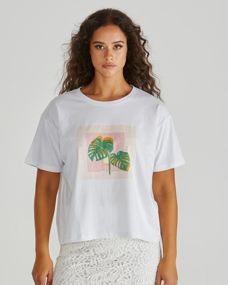 Image of T-Shirts. Product name - Cynthia Tee Palm in Palm colour by brand - Sass Clothing