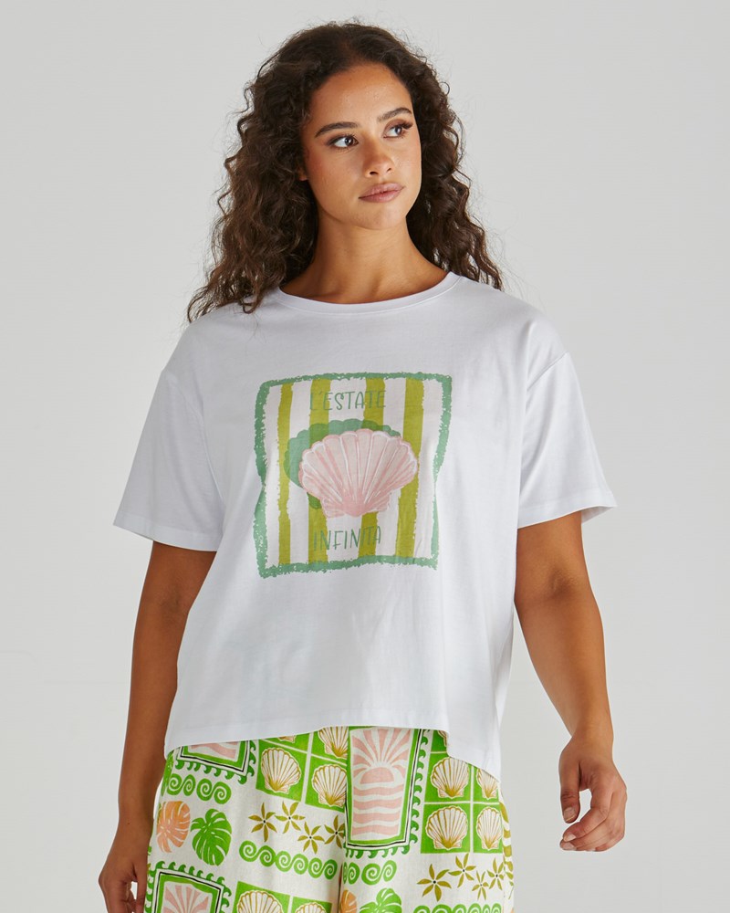 Image of T-Shirts. Product name - Cynthia Tee Seashell Stripe in Seashell Stripe colour by brand - Sass Clothing