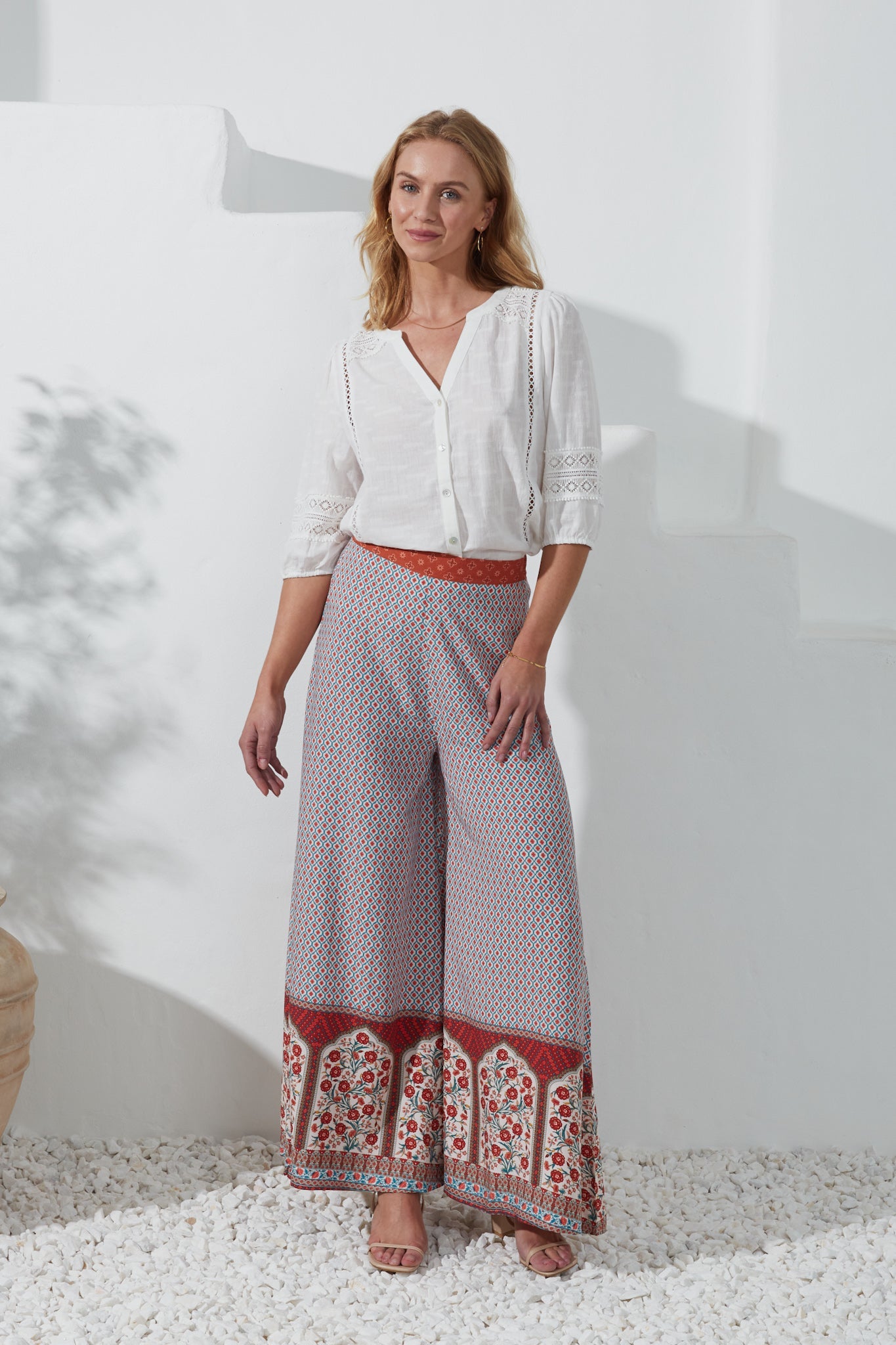 Heychic Petunia Floral Boho Wide Leg Pants (Red)