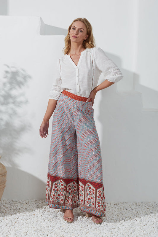 Heychic Petunia Floral Boho Wide Leg Pants (Red)