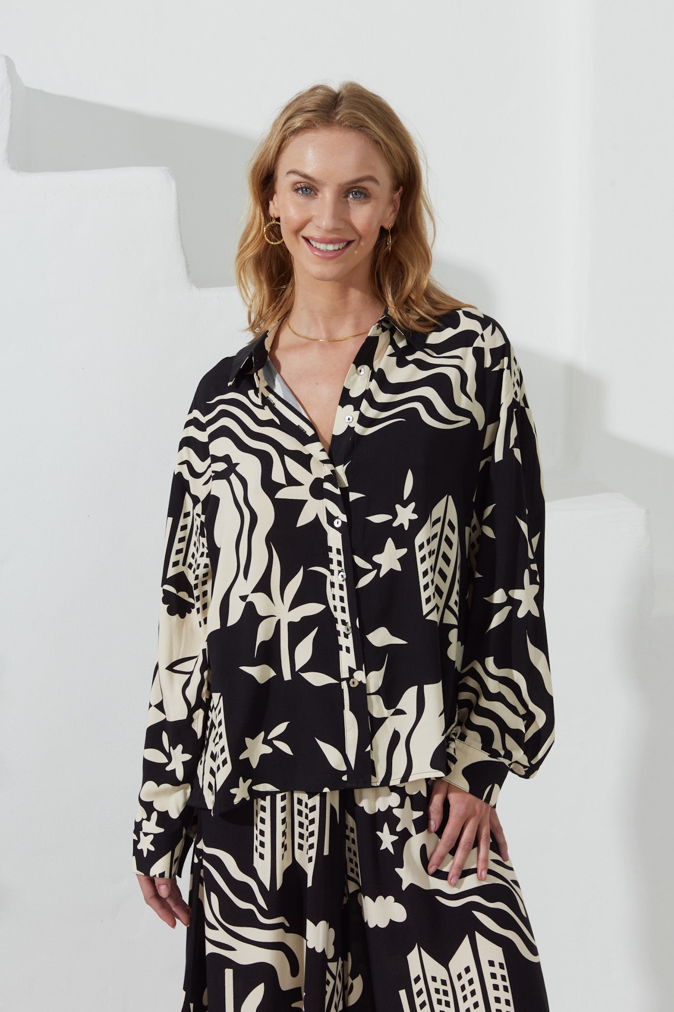 Heychic Cali Abstract Long Sleeve Shirt (Black)