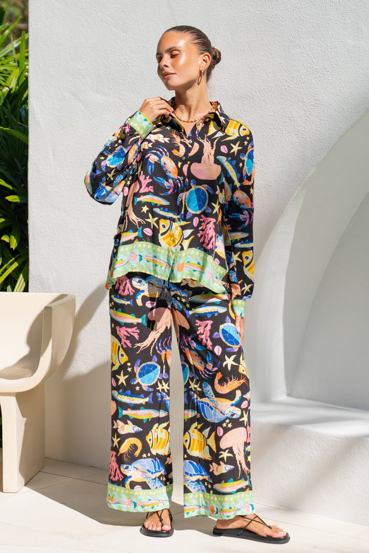 Heychic Delmare Multicolour Abstract Long Sleeve Shirt (Multi)