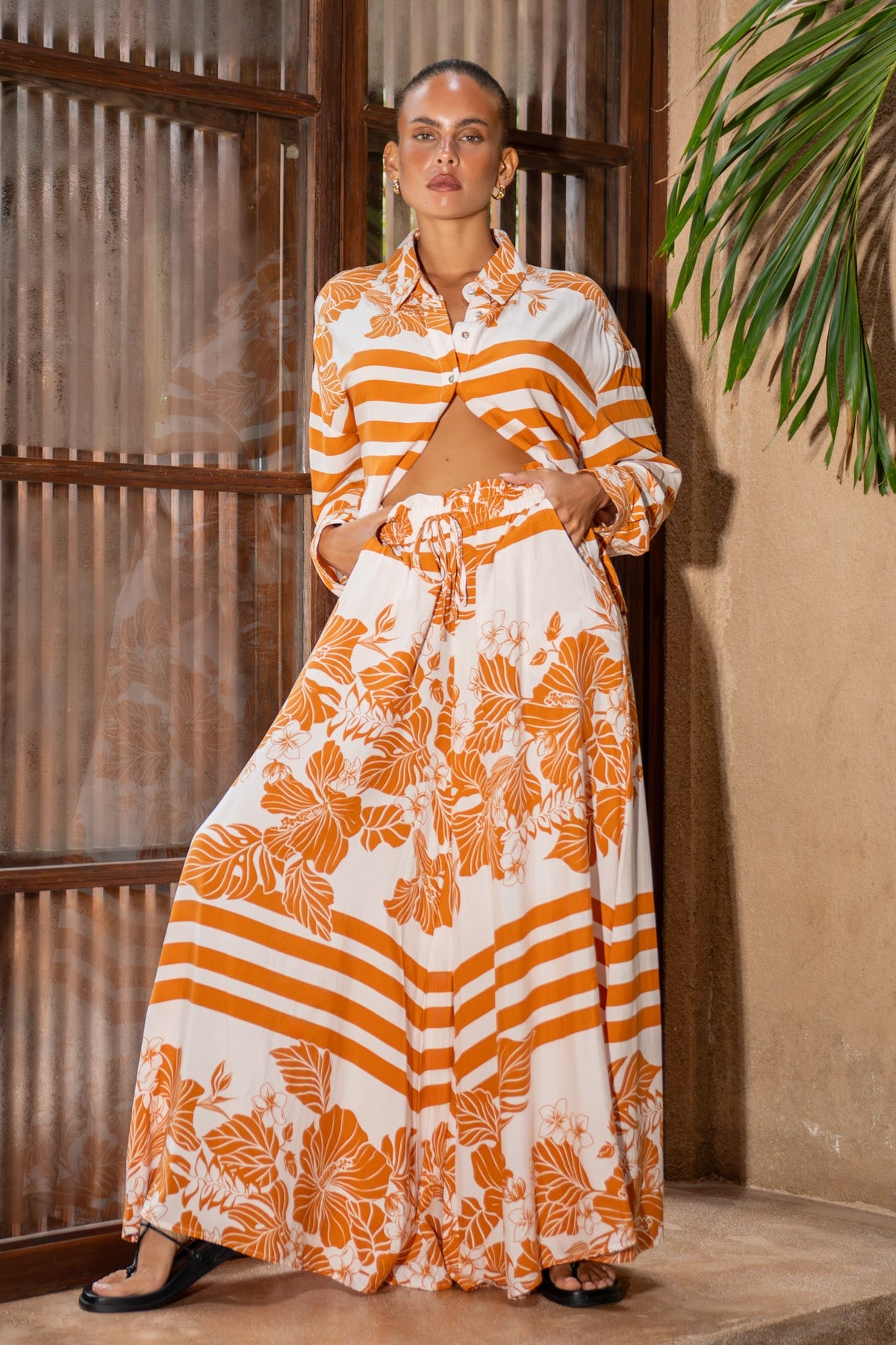 Heychic Tierra Rust Orange Long Sleeve Shirt (Tropical)