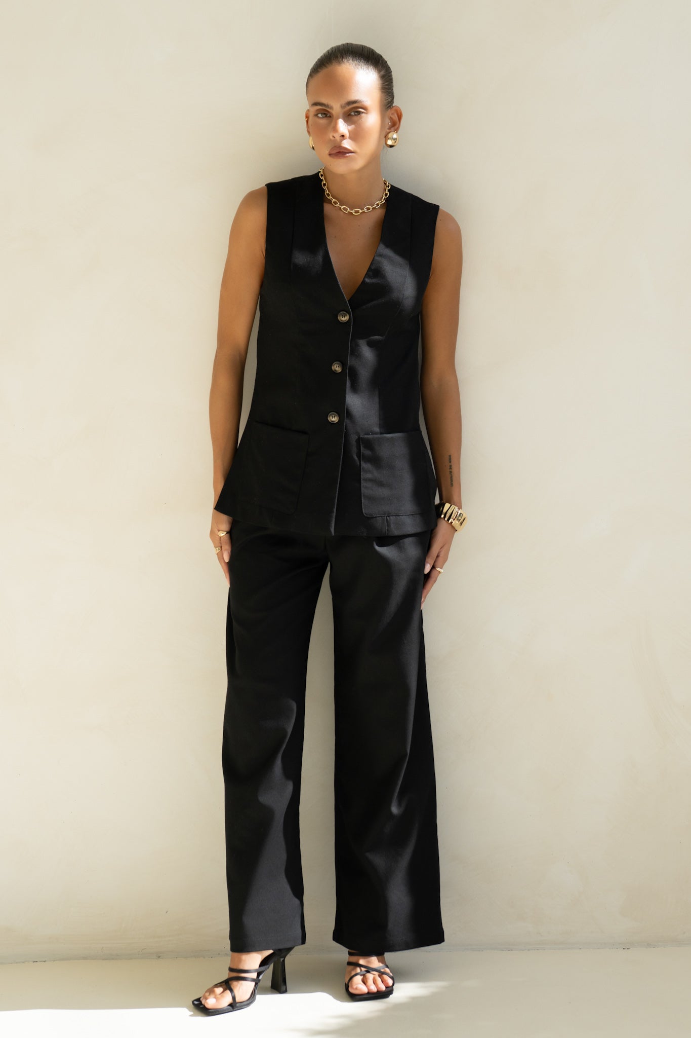 Heychic Keke Wide Leg Pants (Black)