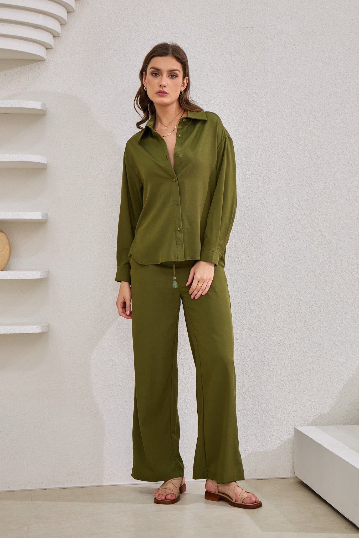 Heychic Page Khaki Cupro Shirt (Green)