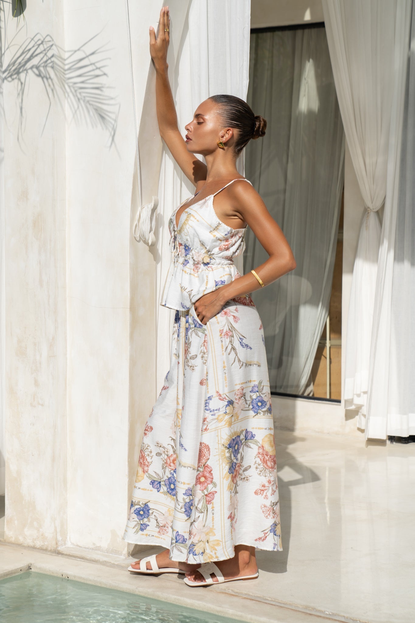 Heychic Melina Multicolour Wide Leg Cropped Pants (Floral)