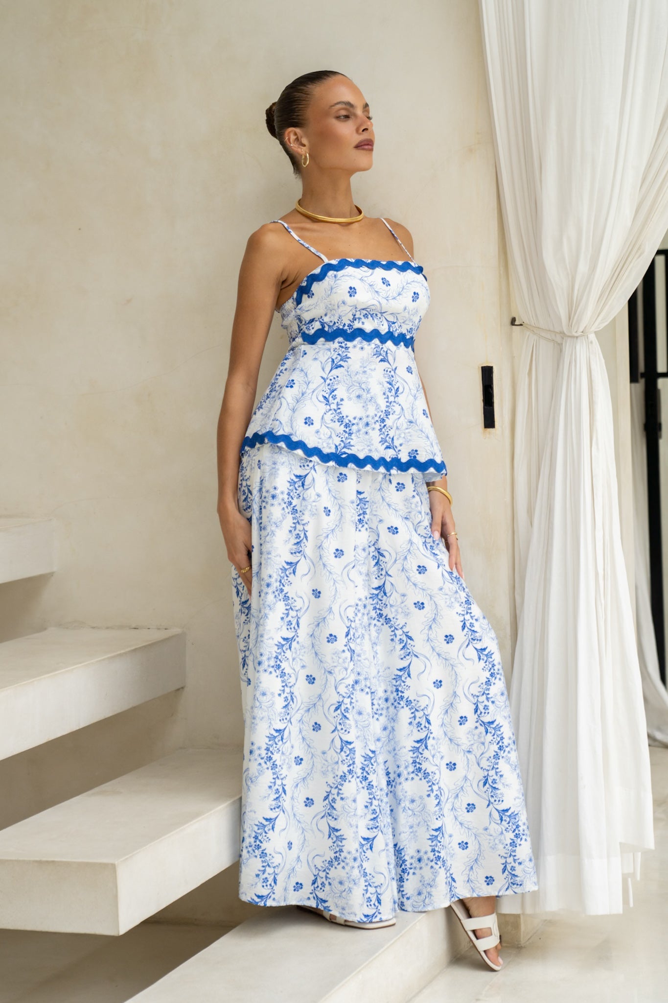 Heychic Fiora Floral Wide Leg Pants (Blue)