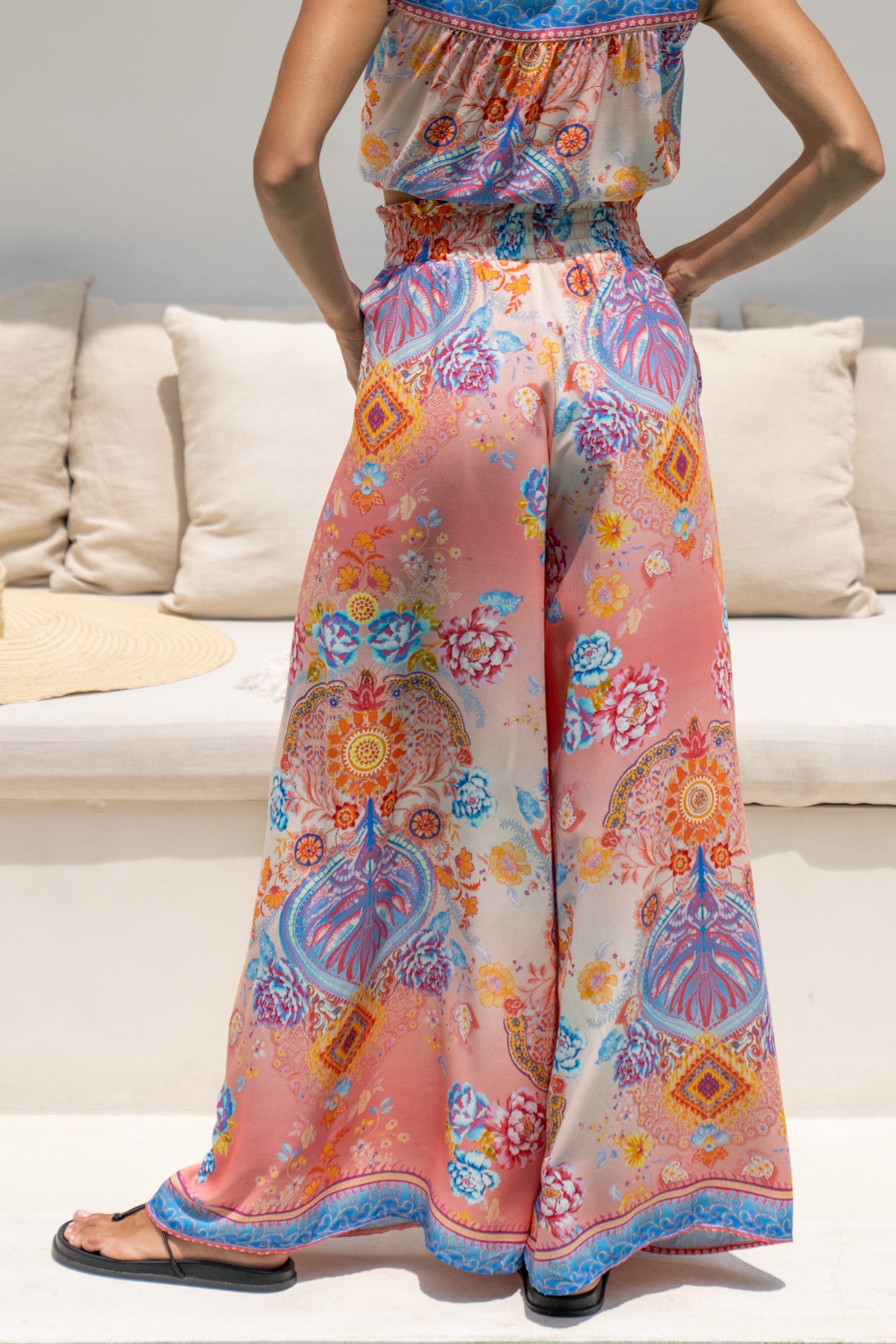 Heychic Serafina Pink Boho Wide Leg Pants (Blue)