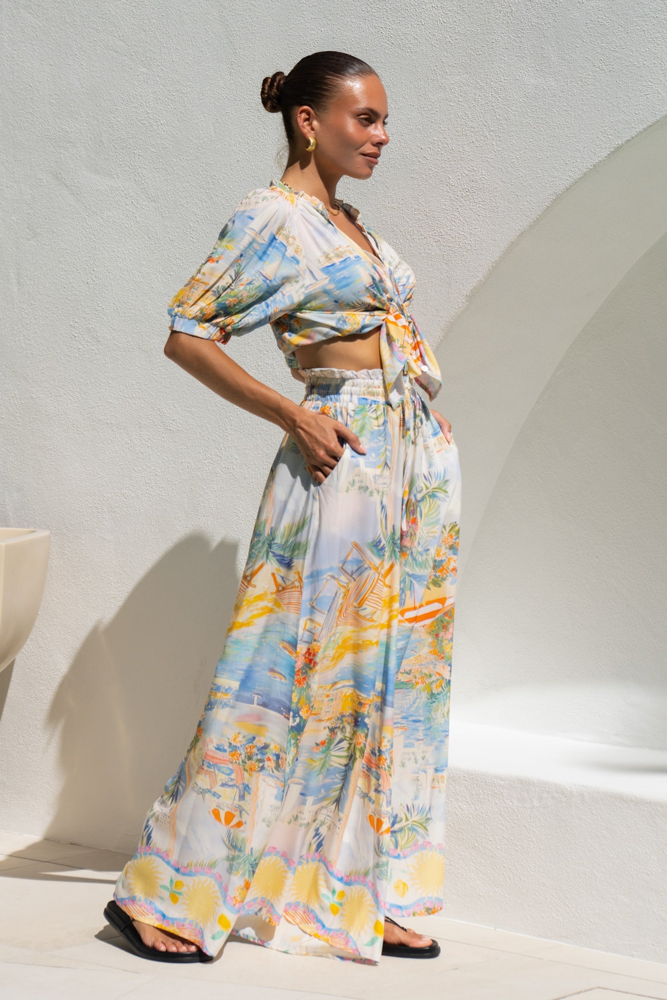 Heychic Solmar Multicolour Abstract Wide Leg Pants (Multi)