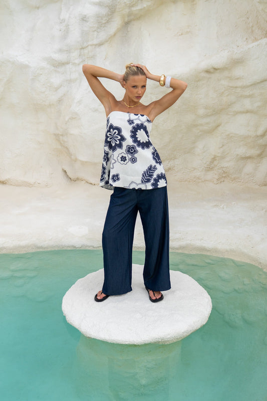 Heychic Josefin Navy Drawstring Pants (Blue)