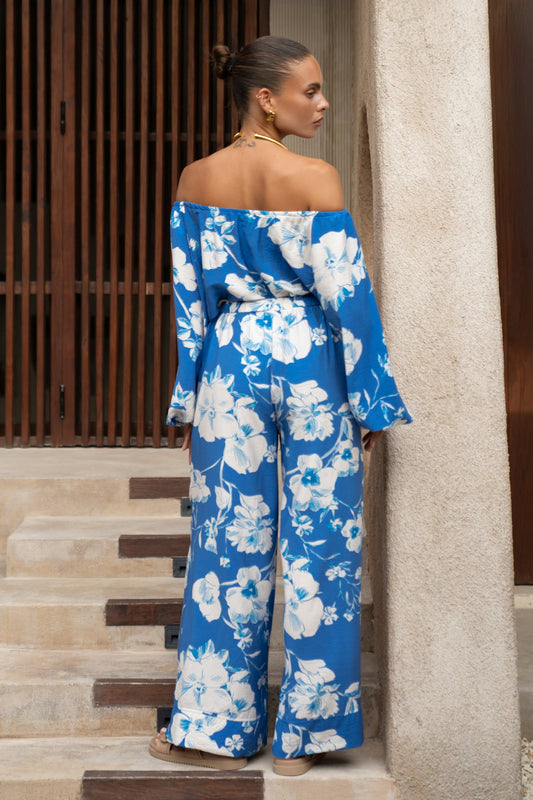 Heychic Lysandra Floral Pants (Blue)