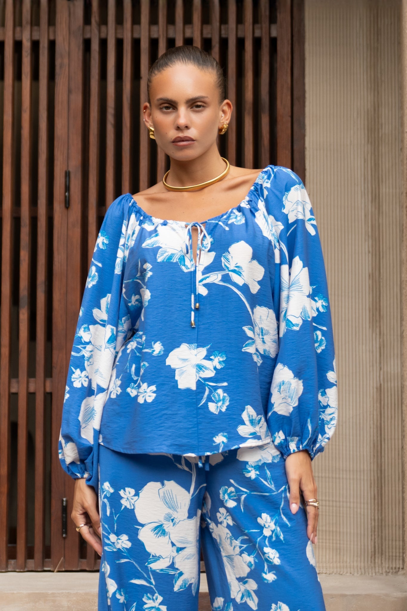 Heychic Lysandra Floral Blouse (Blue)