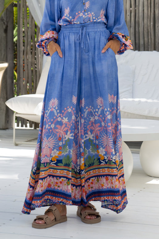 Heychic Indira Boho Wide Leg Pants (Blue)