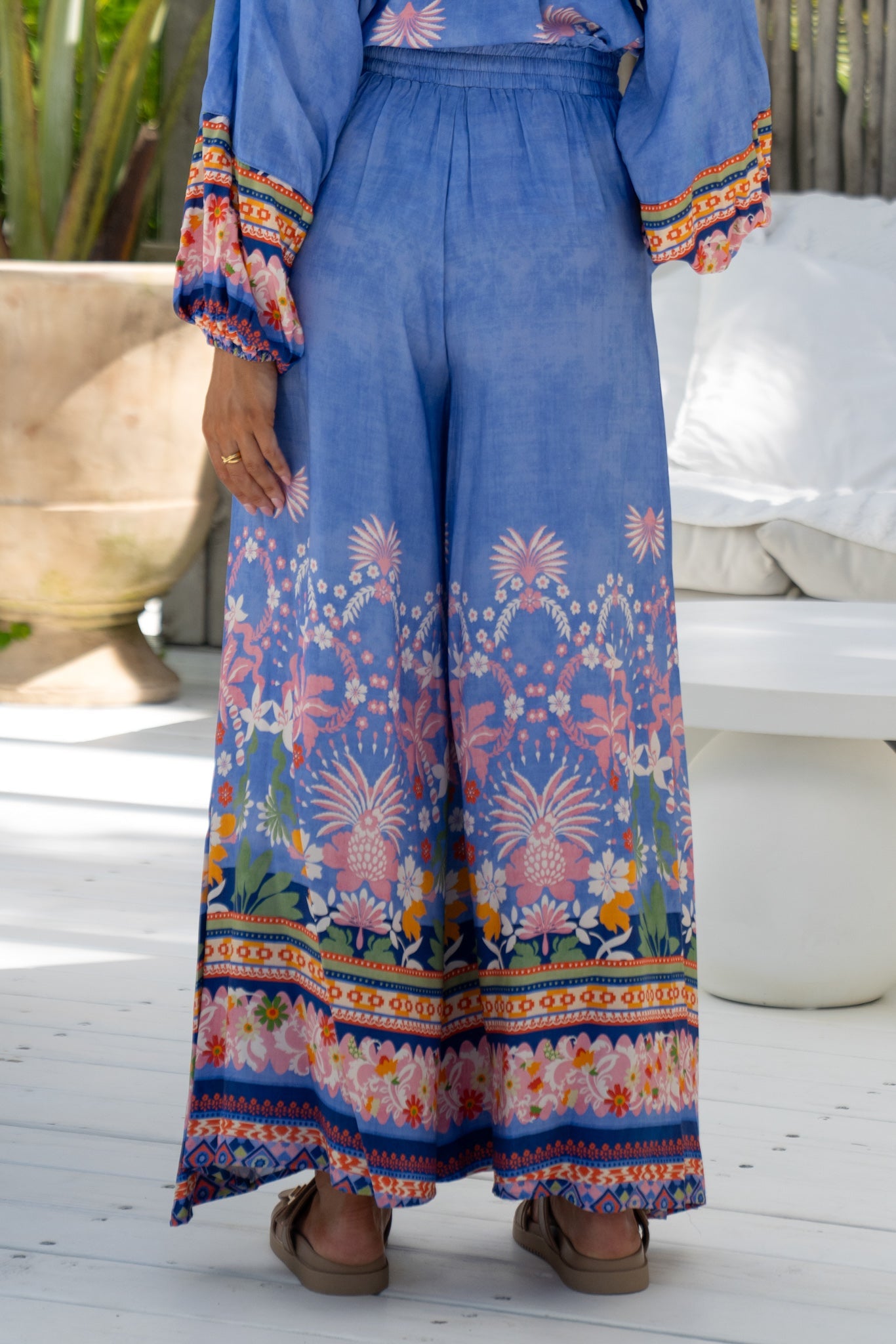 Heychic Indira Boho Wide Leg Pants (Blue)