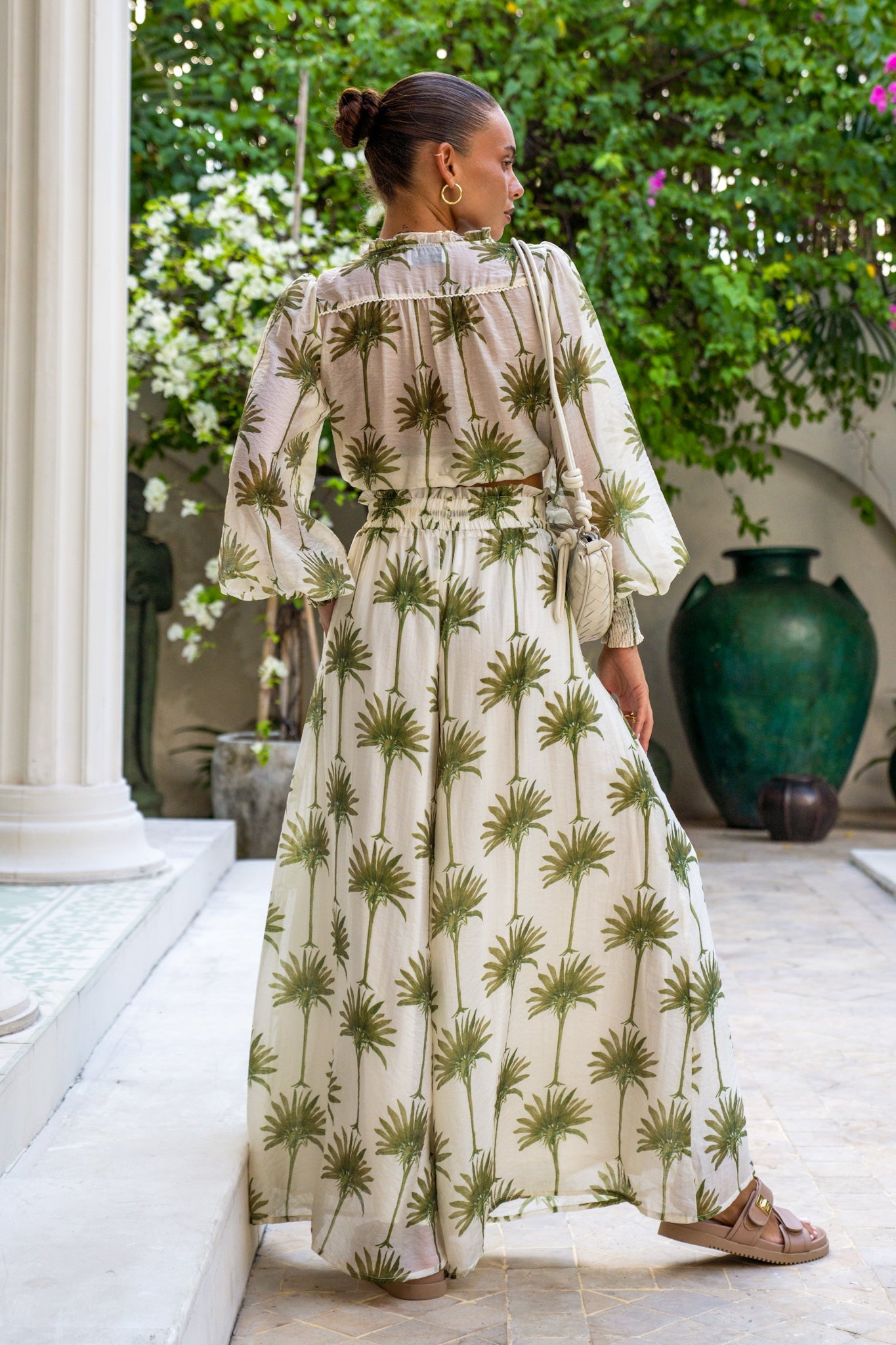 Heychic Palm Tropical Wide Leg Pants (Green)