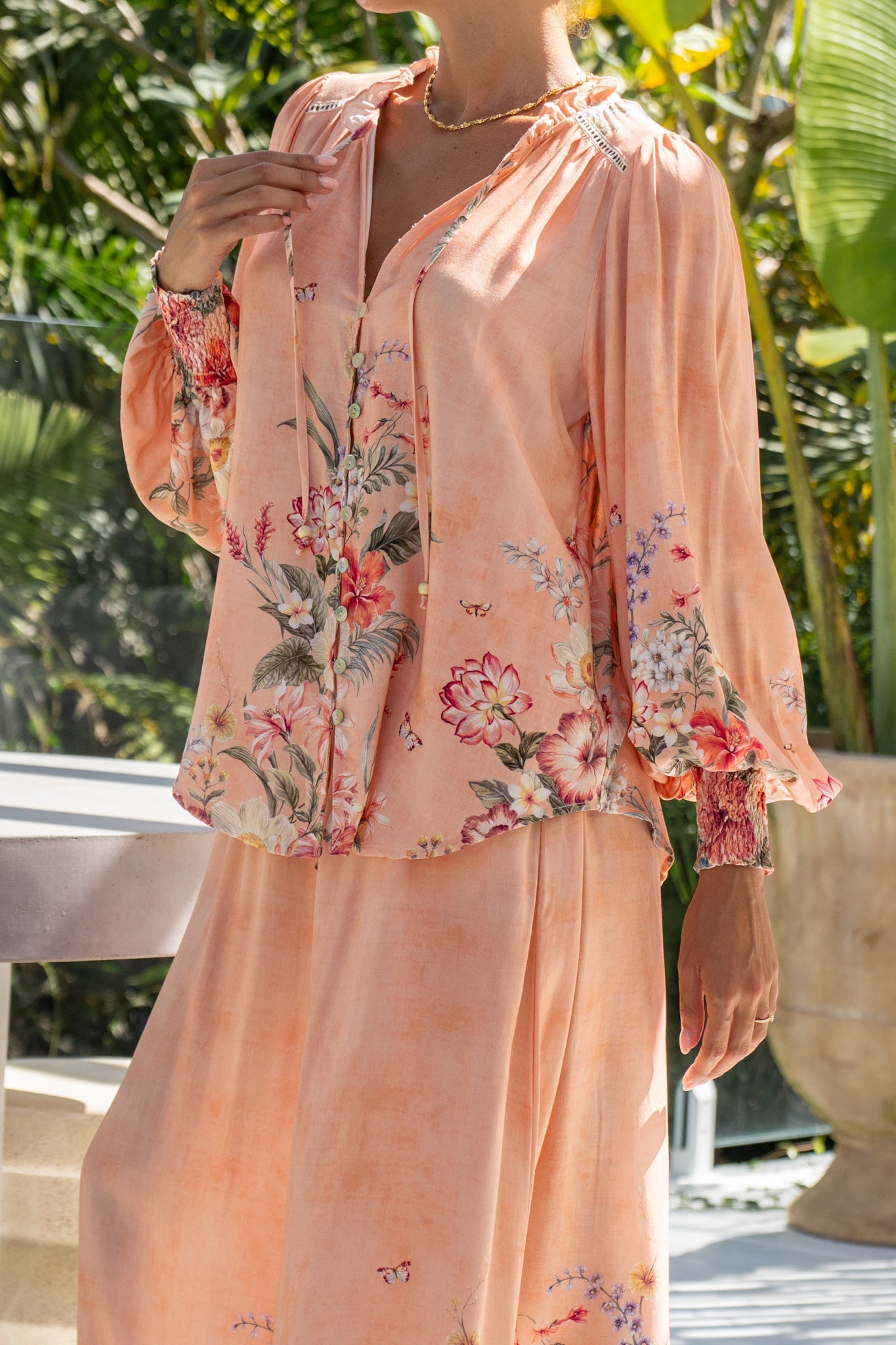 Heychic Charlotte Pink Balloon Sleeve Blouse (Floral)