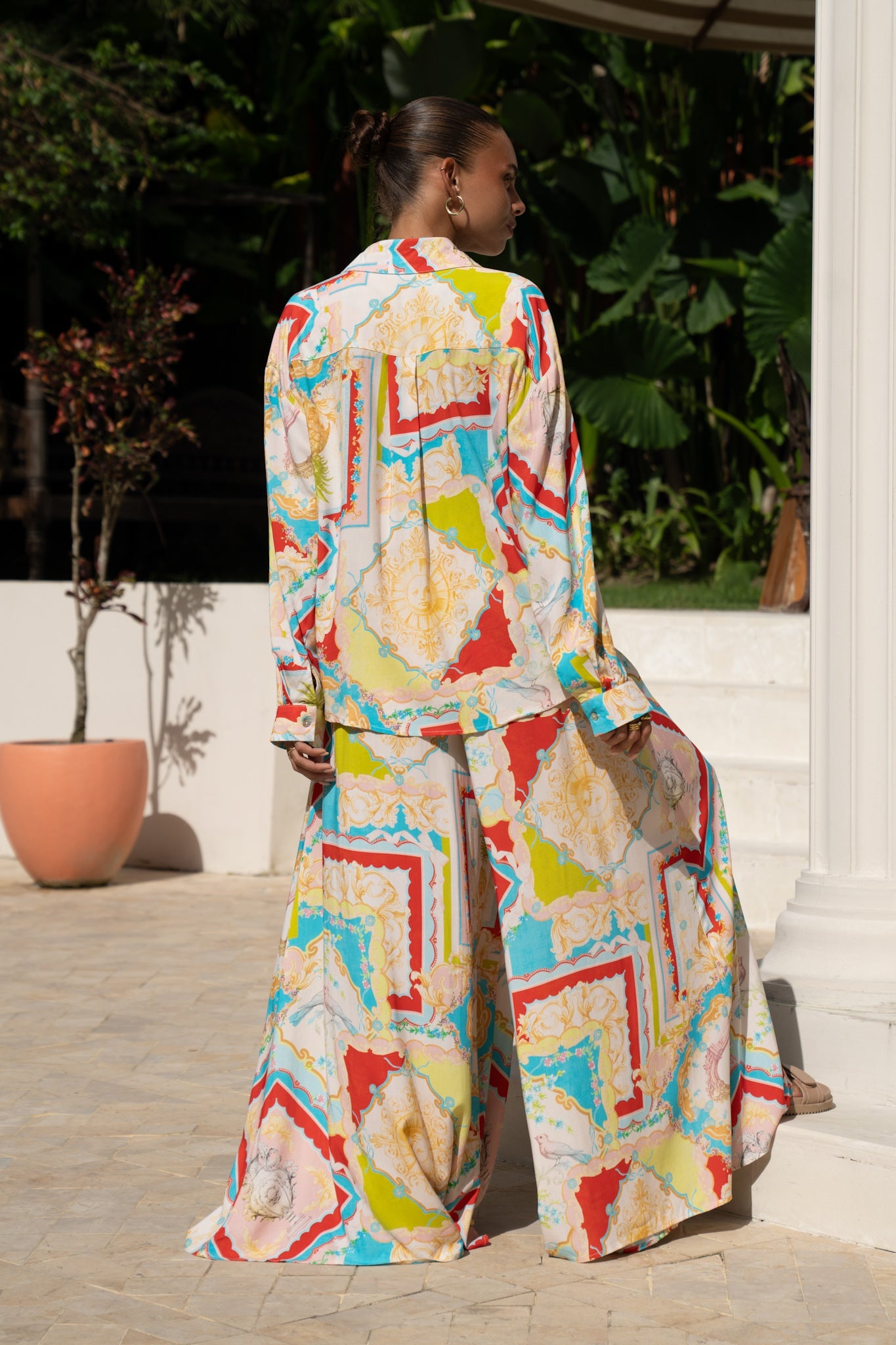 Heychic Anicetta Multicolour Patchwork Wide Leg Pants (Multi)