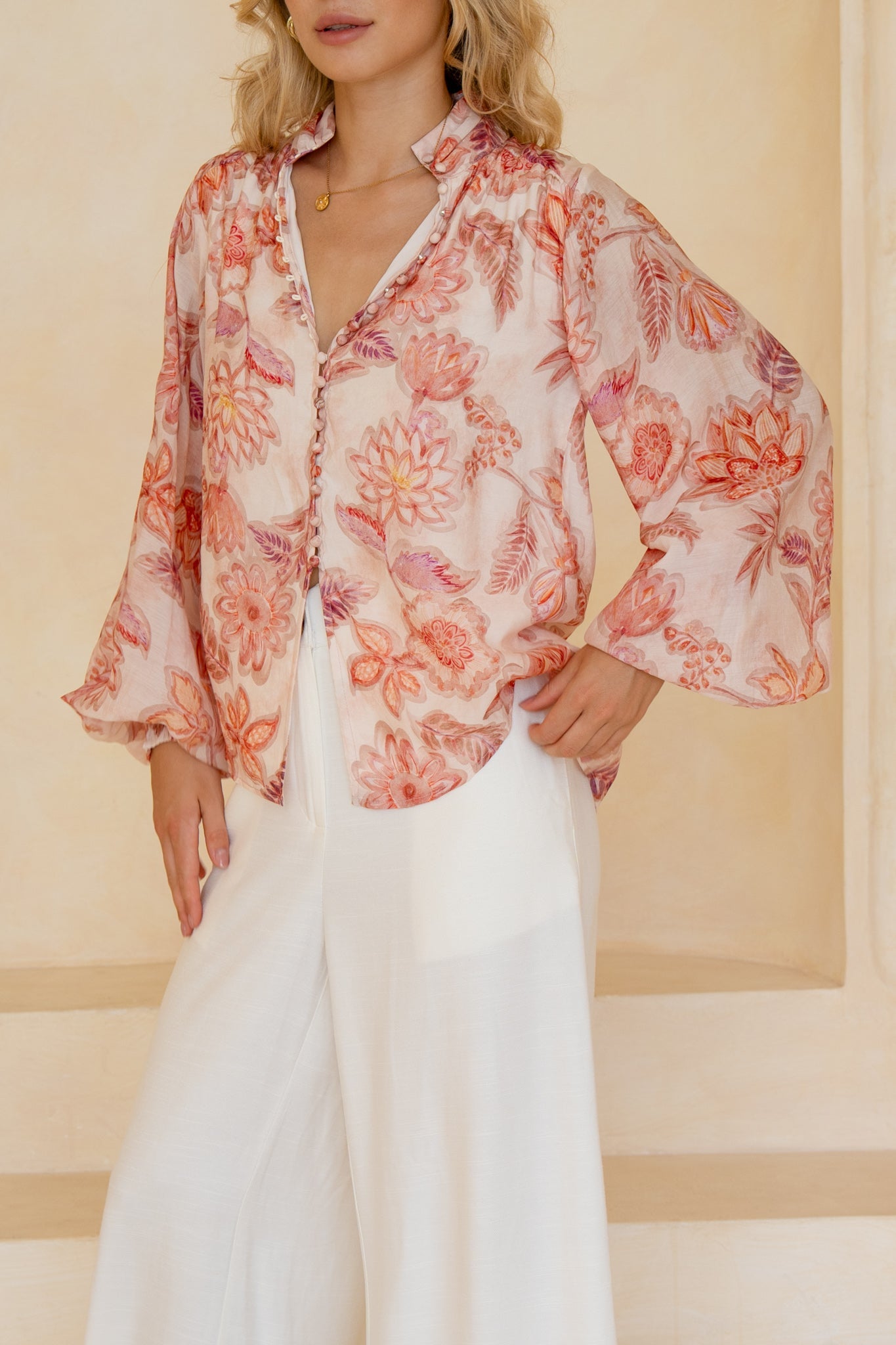 HEYCHIC Marlowe Floral Blouse (Pink)