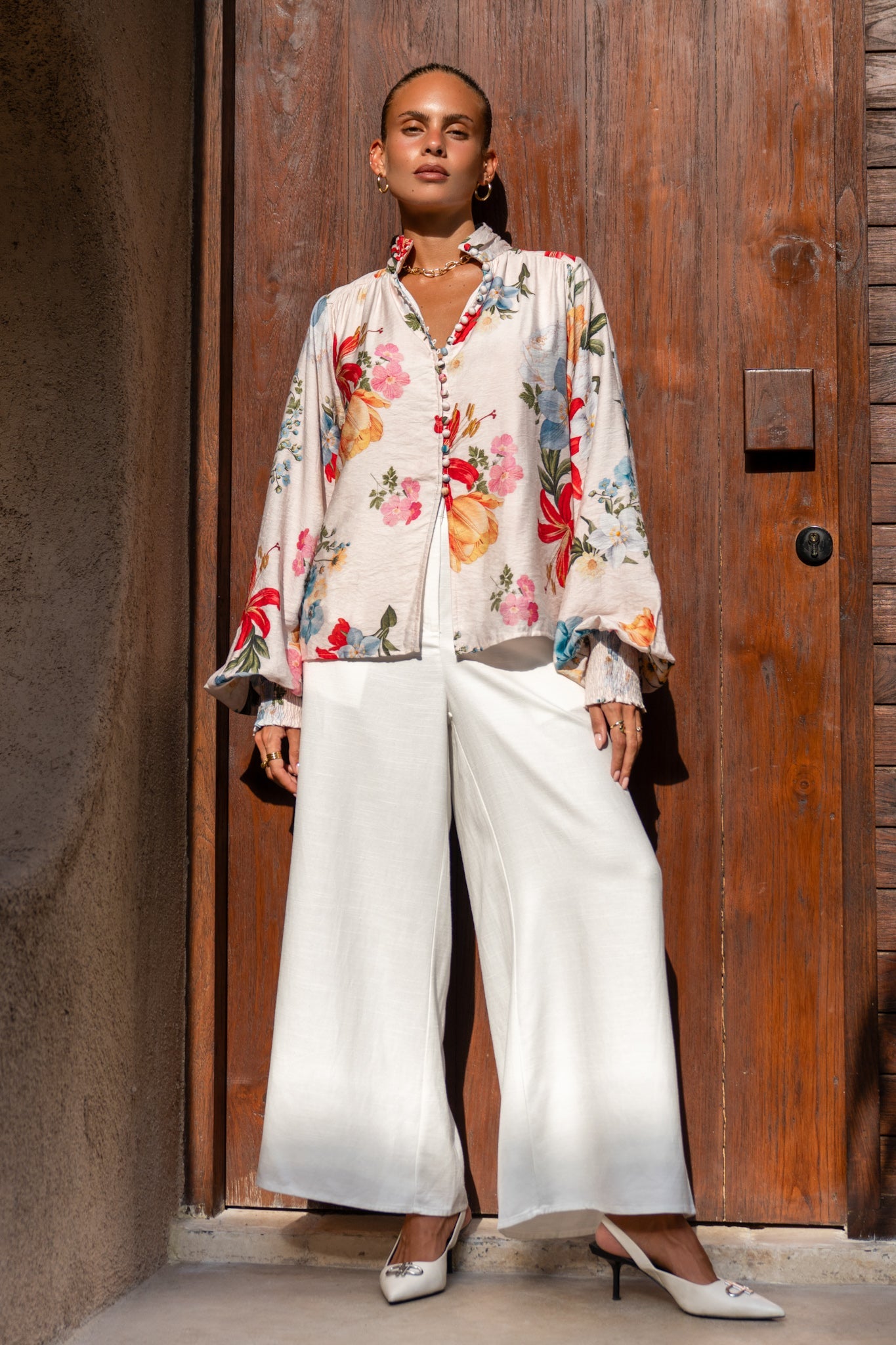 Heychic Joyce Multicolour Balloon Sleeve Blouse (Floral)