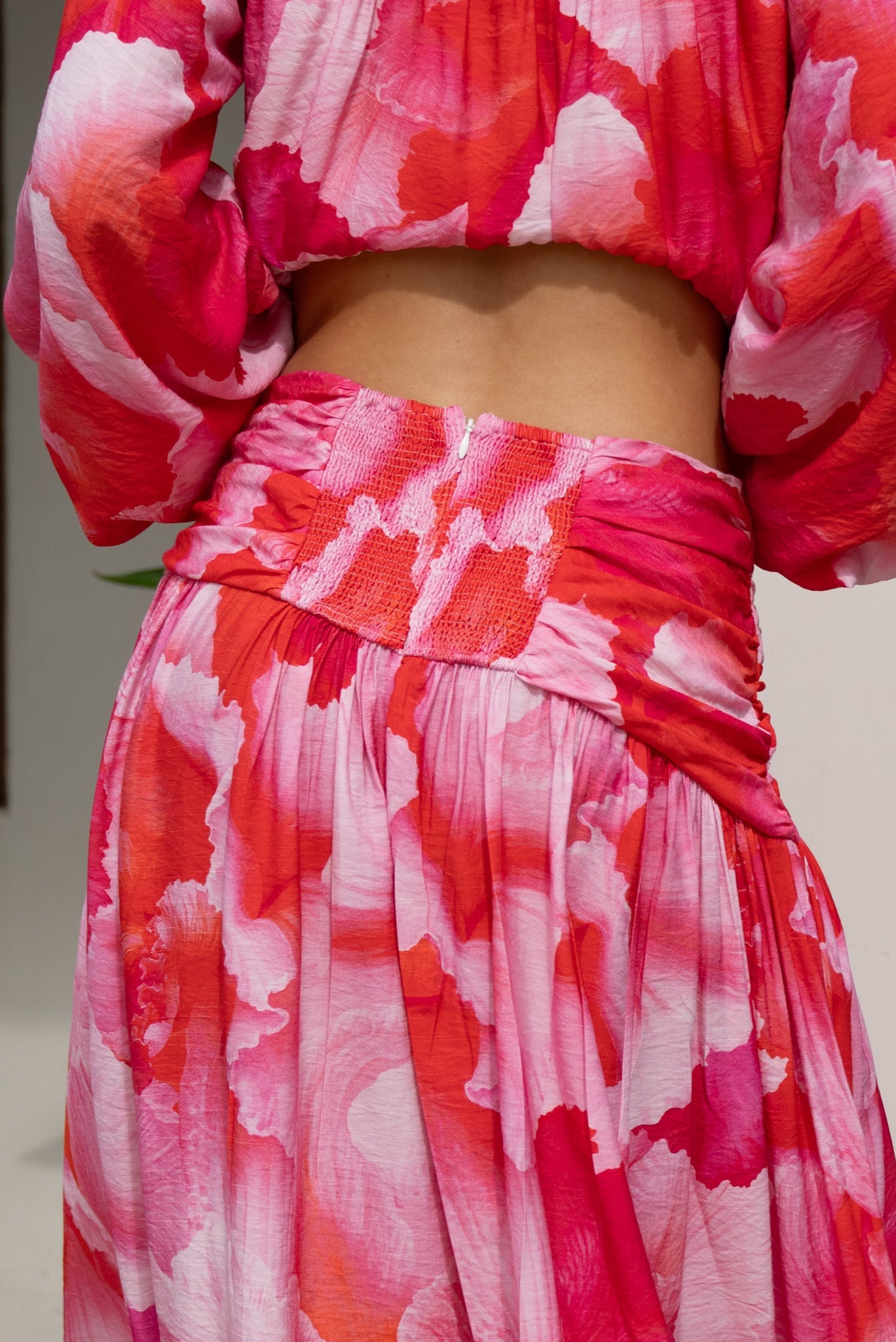 Heychic Chrisella Pink Pleated Detail Maxi Skirt (Floral)