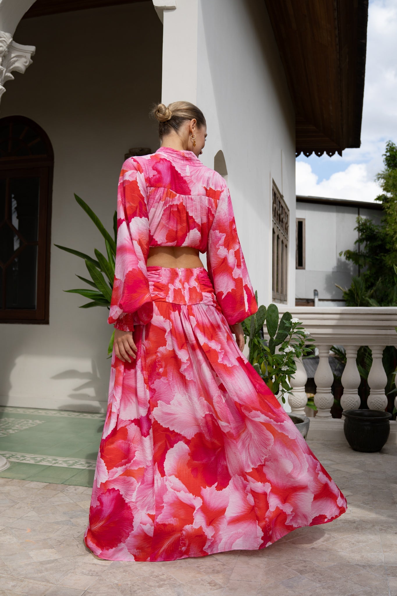 Heychic Chrisella Pink Pleated Detail Maxi Skirt (Floral)