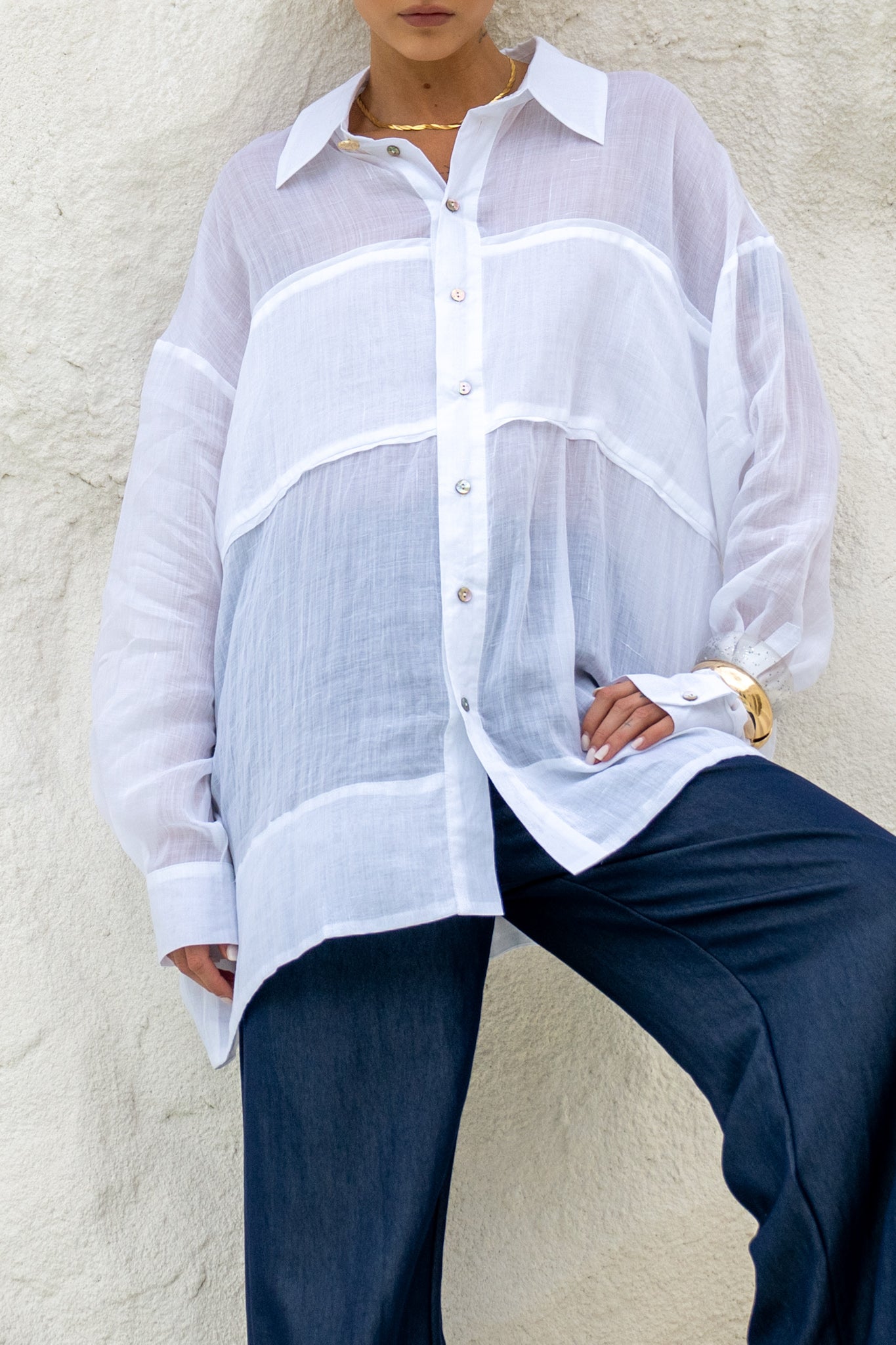 HEYCHIC Nellie Ramie Shirt (White)