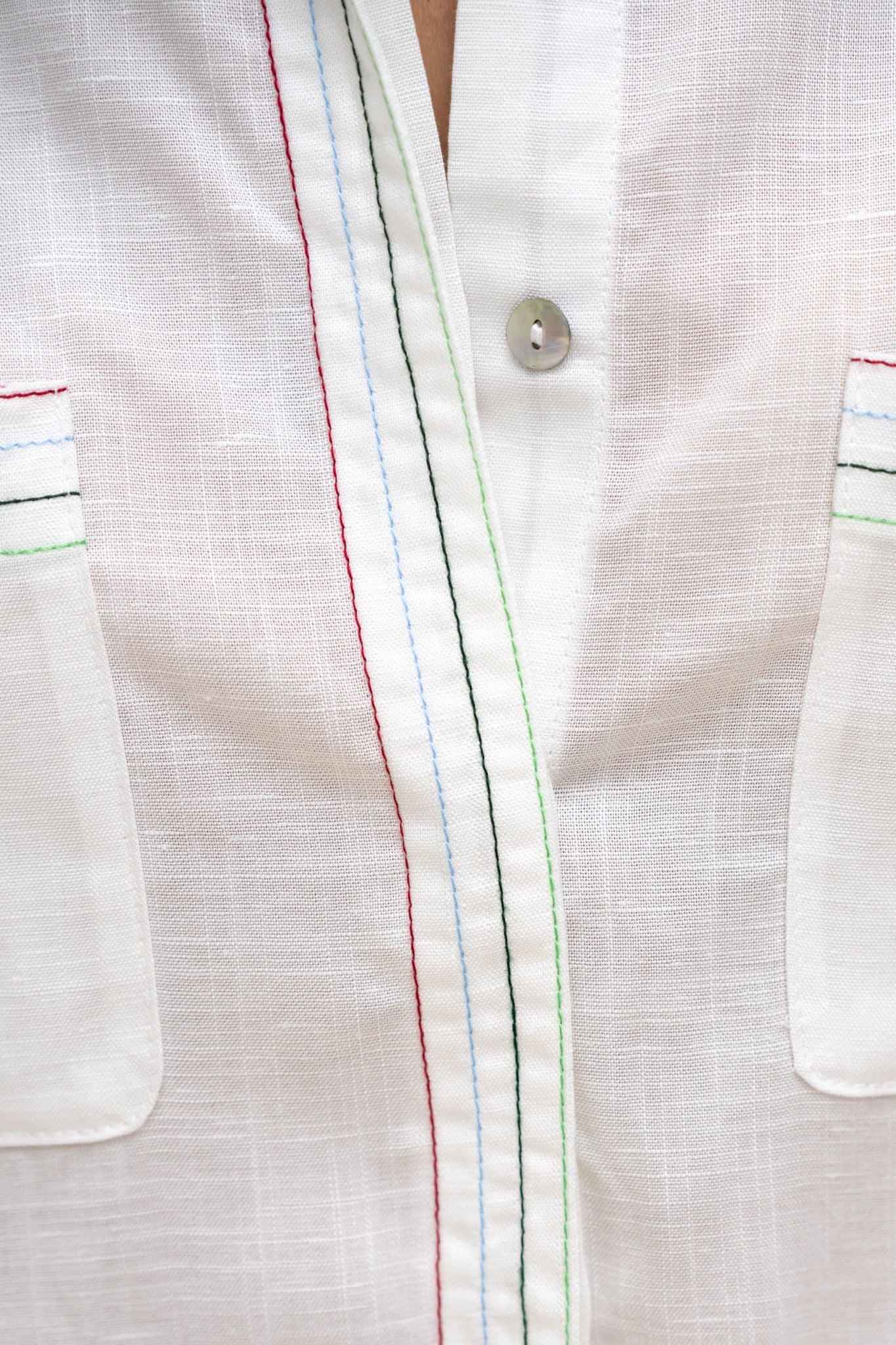 HEYCHIC Sera Multi Contrast Stitch Shirt (White)