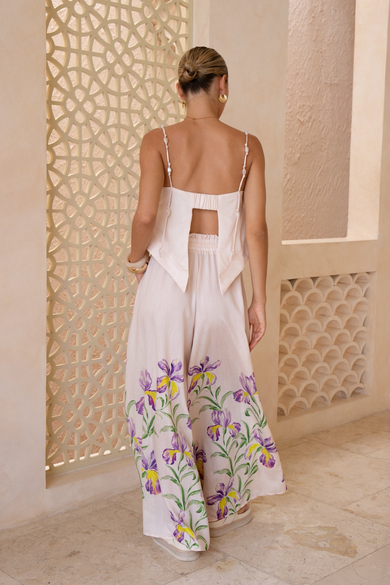 HEYCHIC Hannelle Purple Wide Leg Pants (Floral)
