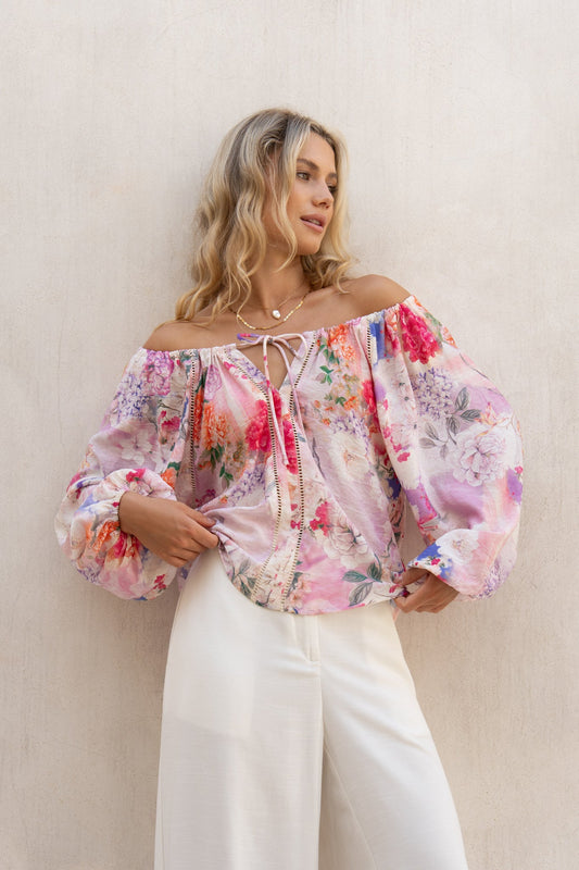 HEYCHIC Elani Pink Blouse (Floral)