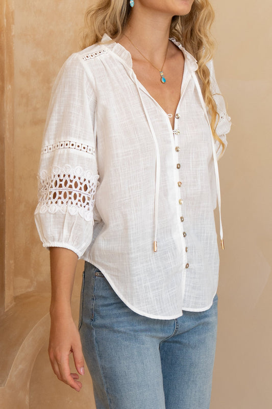HEYCHIC Helina Lace Blouse (White)