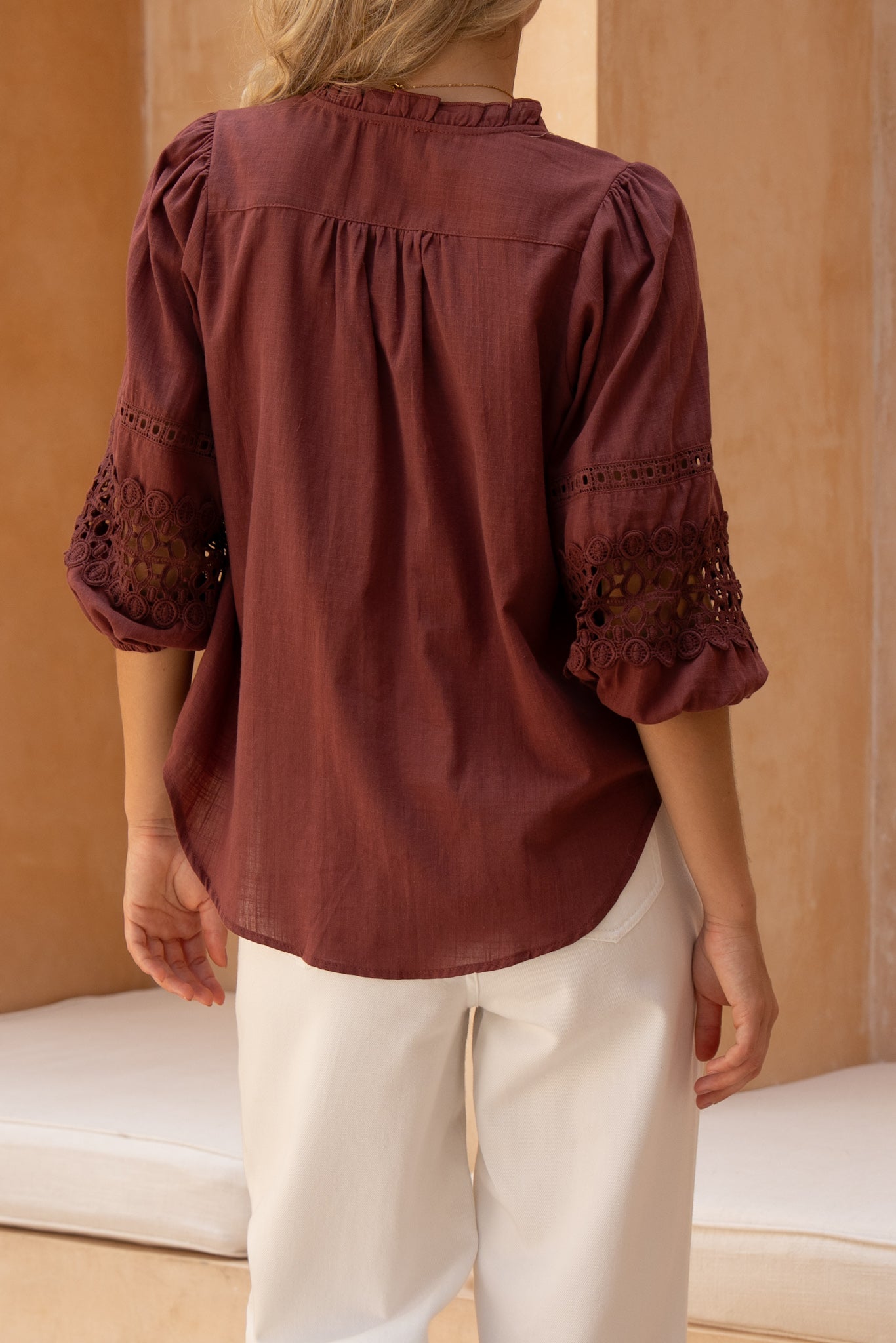 HEYCHIC Helina Lace Blouse (Brown)