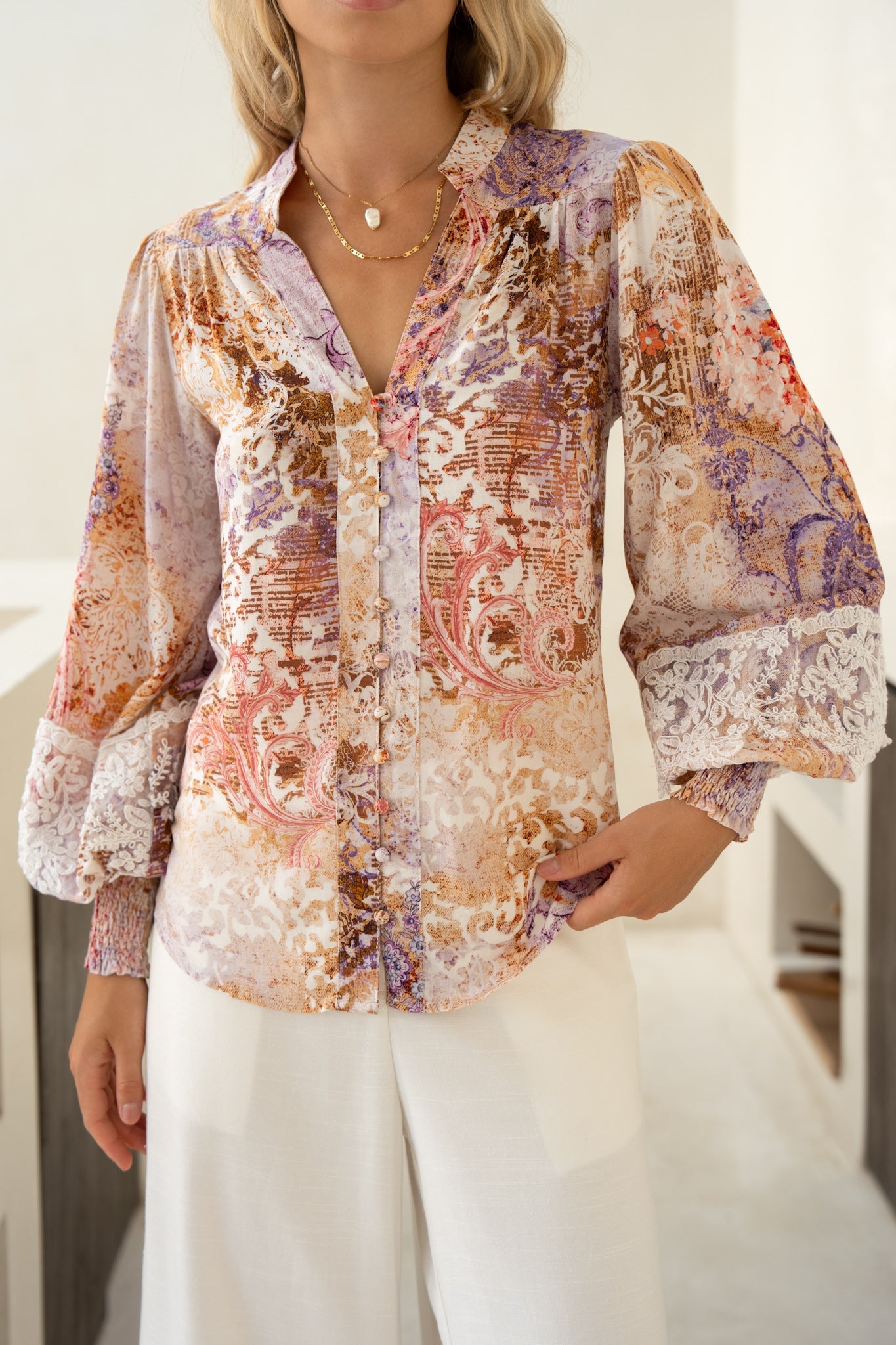 HEYCHIC Lia Purple Blouse (Floral)